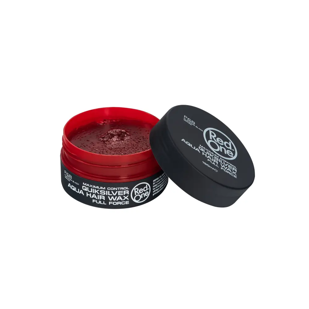 Contenedor de cera Peinado Red One Aqua rojo y negro con tapa abierta de 150ml