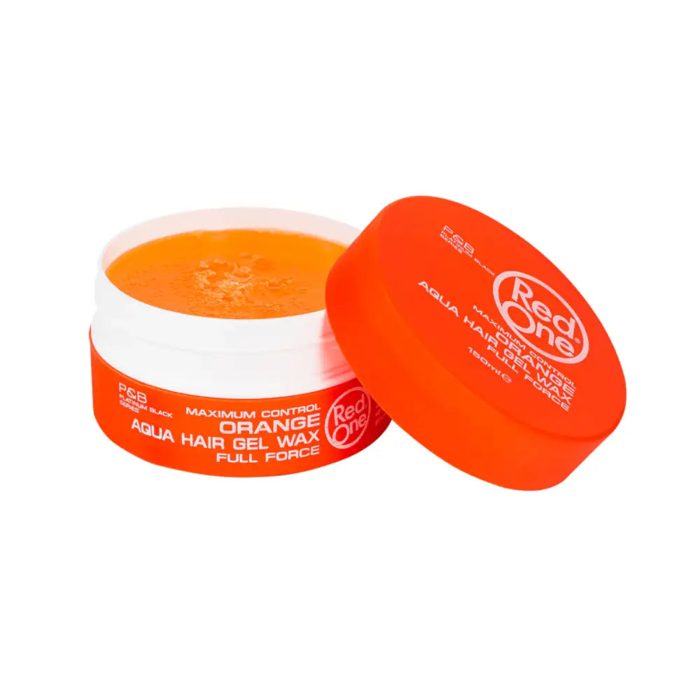 Envase de gel para cabello Cera Red One Aqua naranja, 150ml, tapa brillante