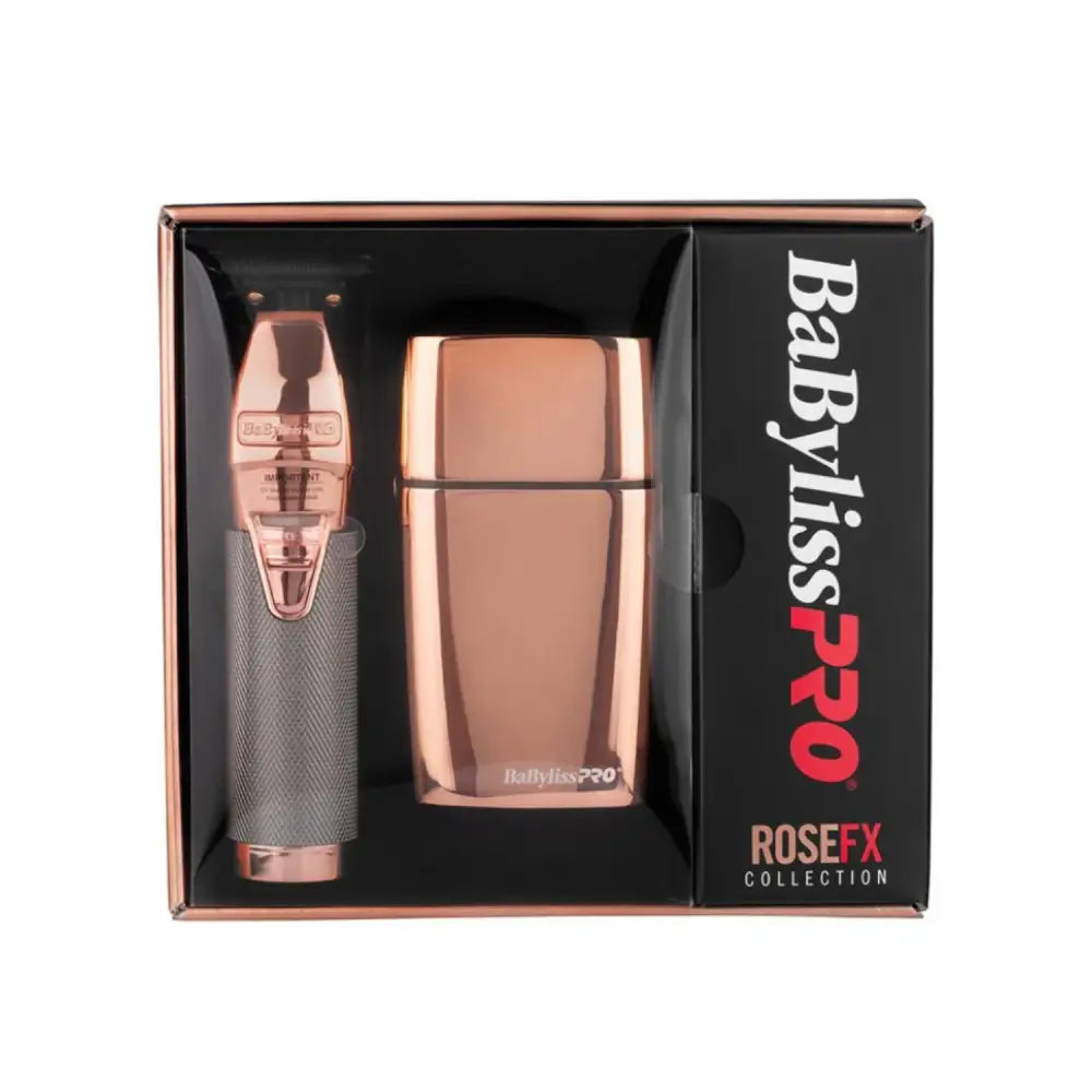 Juego de herramientas de peinado BaByliss Pro Patillera Afeitadora Rose Gold en empaque