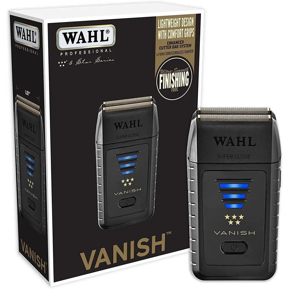 Maquinilla eléctrica Wahl Vanish negra con LED azul en Combo Cordless Magic Clip