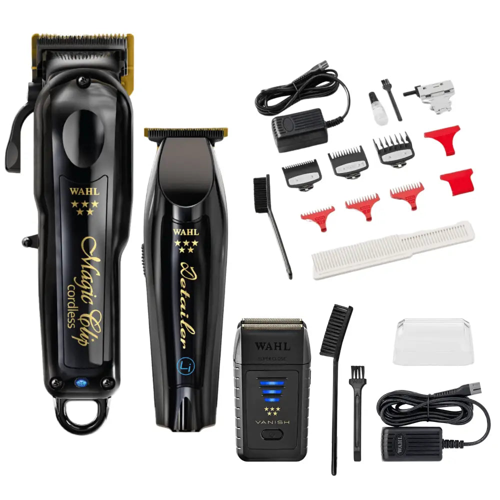 Juego de clip mágico inalámbrico Wahl con trimer y shaver, ideal para barberos