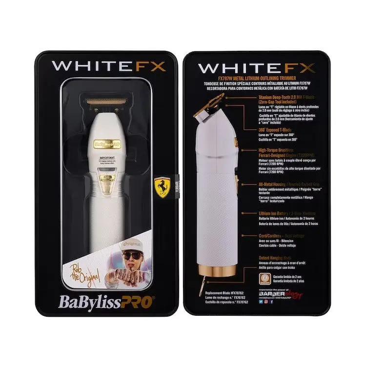 Cortadora Babyliss Pro WhiteFX T-Blade blanca y dorada, trimmer WhiteFX profesional