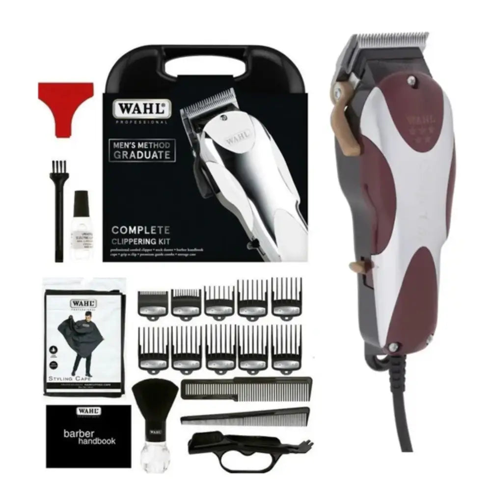 Cortadora de cabello Wahl con accesorios, ideal para el método mens graduado