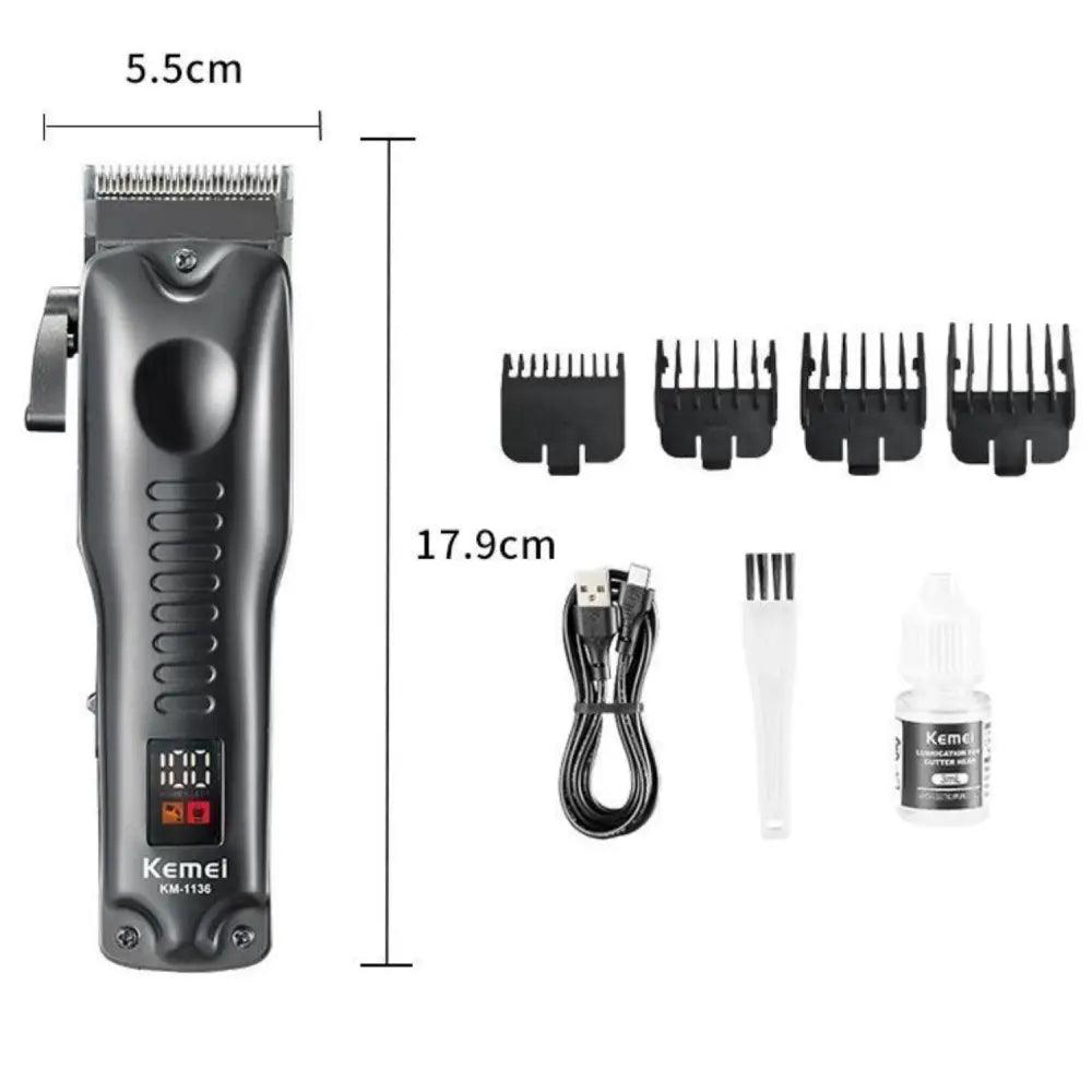 Cortadora de pelo Kemei KM-1136 con pantalla LCD y cuatro peines de ajuste