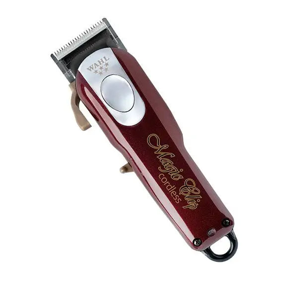 Cortadora de pelo Wahl Magic Clip Cordless en color burdeos con control plateado