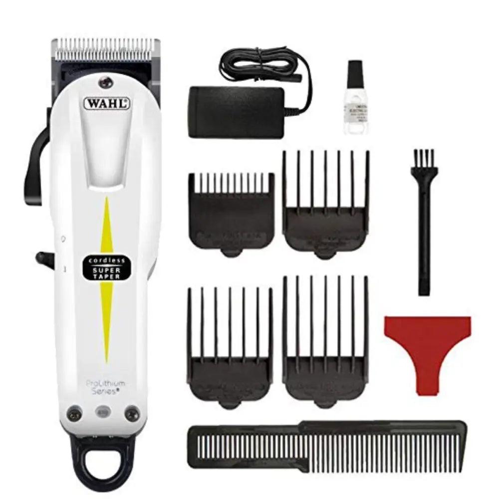 Cortadora de Pelo Wahl Professional Super Taper Cordless Blanca con accesorios y peines