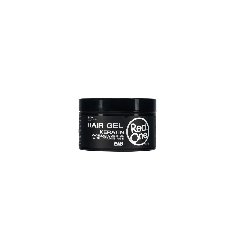 Contenedor negro Gel Red One Keratin para el cabello 450ml plata para hombres