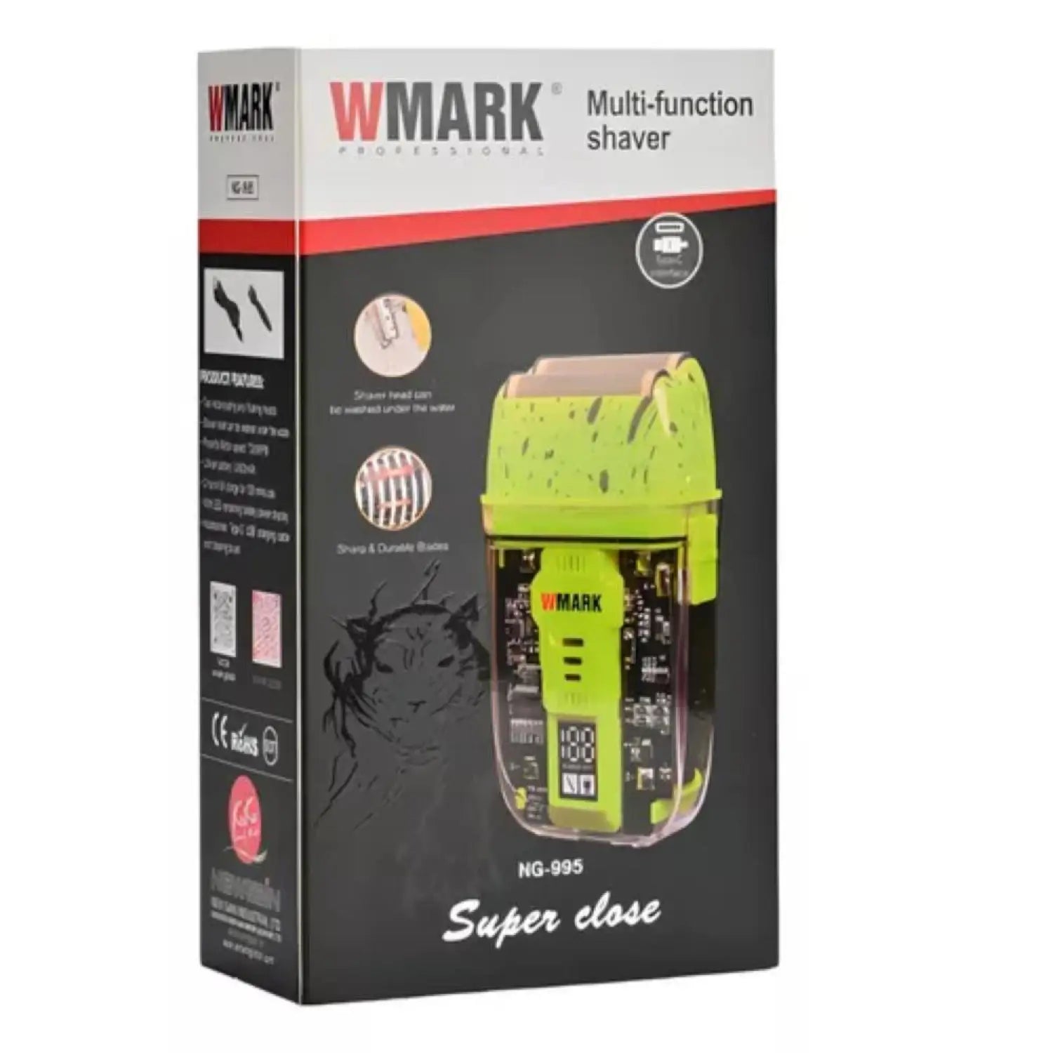 Máquina Afeitadora Cabello Profesional Wmark NG995 Verde - Afeitadoras