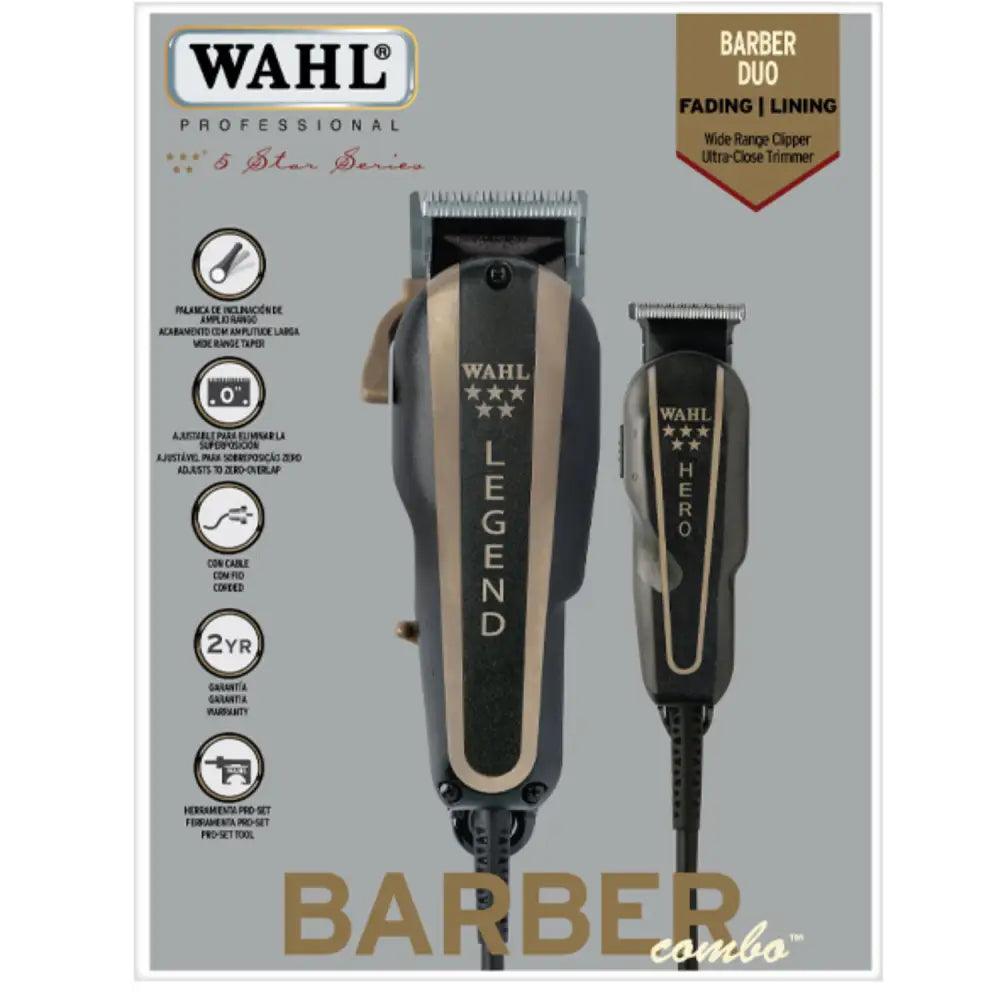 Combo profesional Wahl con dos cortadoras Legend y Hero, ideal para peluqueras
