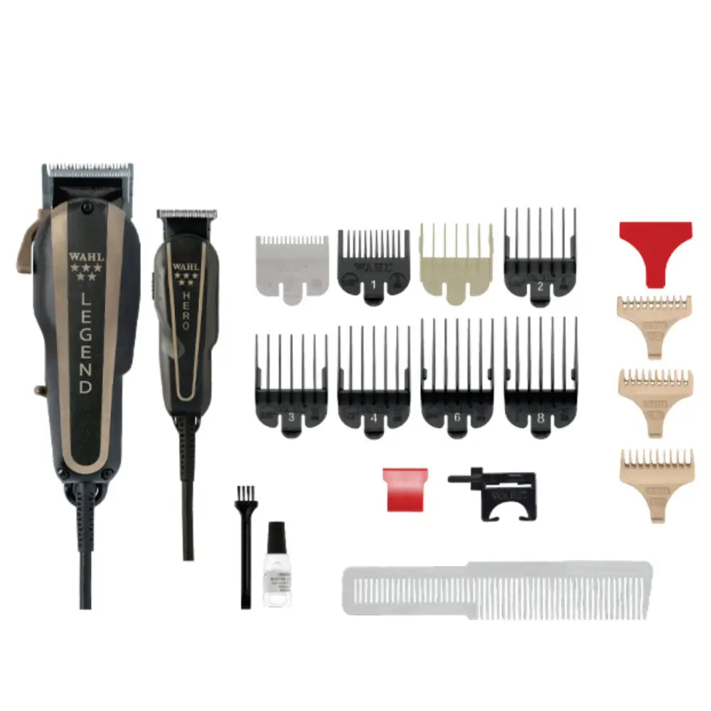 Set de clipper profesional Wahl Legend hero con accesorios y guardas para peluquería