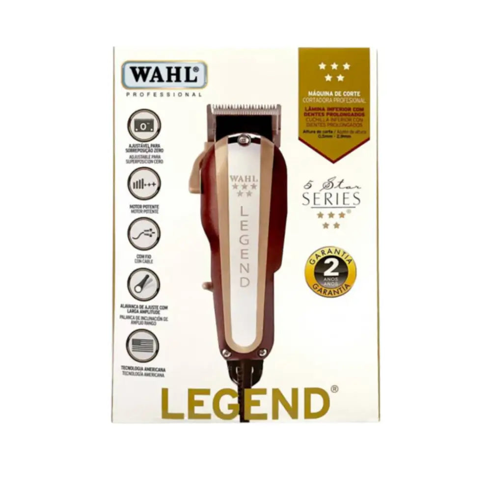 Máquina Profesional Legend Wahl con cuerpo blanco y burdeos, ideal para corte profesional legend