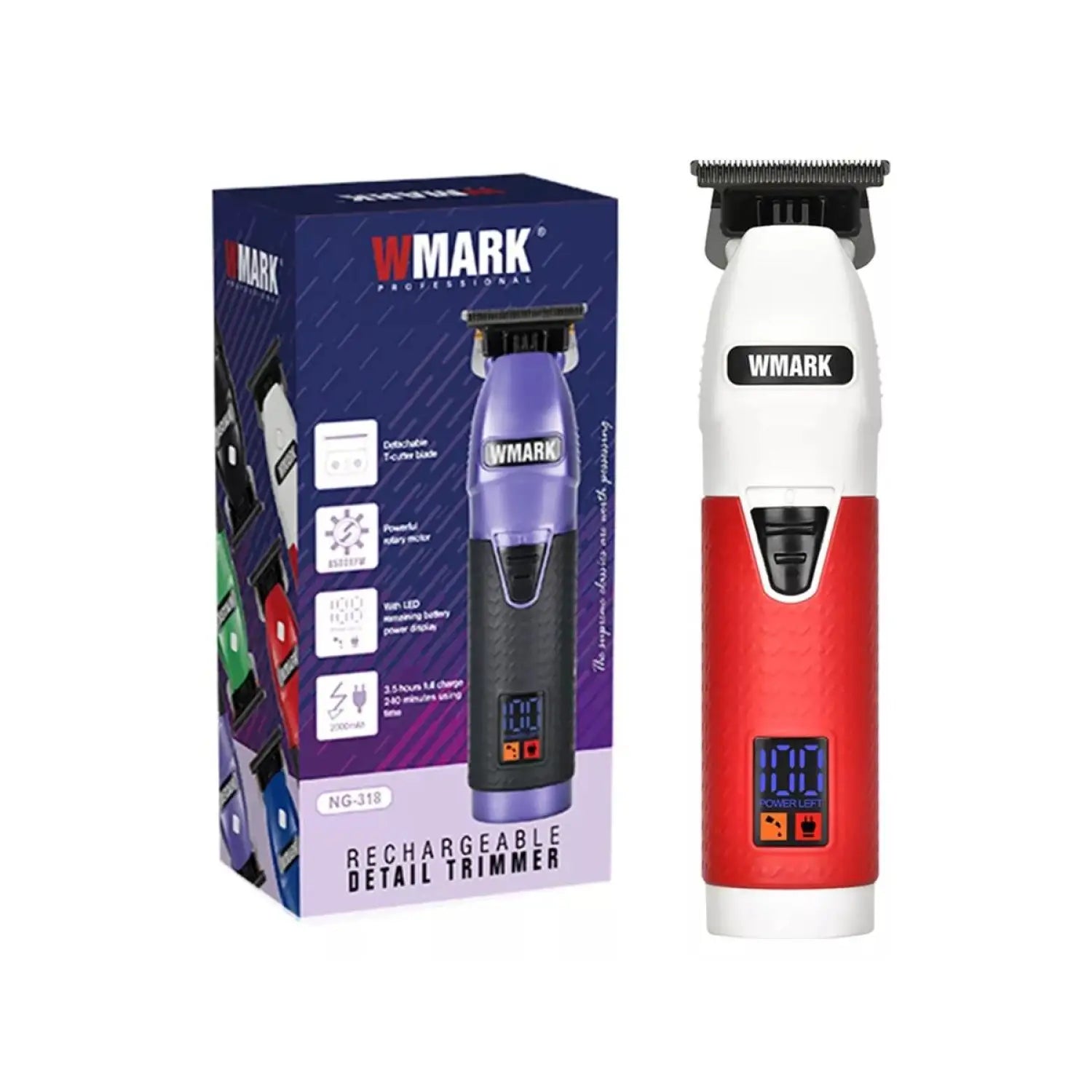 Máquina Patillera Trimmer Profesional Wmark Ng 318 Blanco - Trimmers