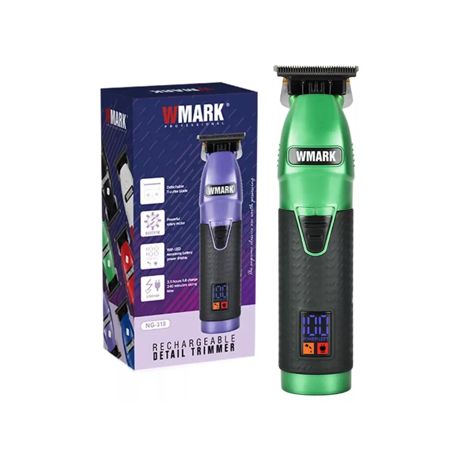 Máquina Patillera Trimmer Profesional Wmark Ng 318 Verde - Recortadoras