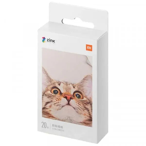 Caja de papel de impresora 2x3 Xiaomi Zink con cara de gato en el empaque