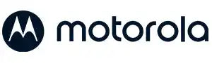 Logo de la empresa Motorola que presenta su distintivo símbolo de murciélago en forma de 'M' junto al nombre de la marca en letras minúsculas.