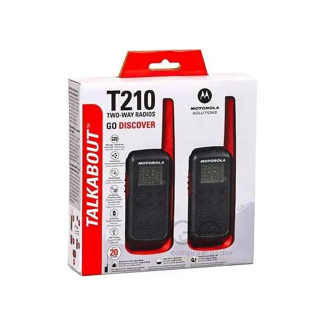 Set de radio comunicador Motorola T210 en su empaque retail, ideal para 32 km