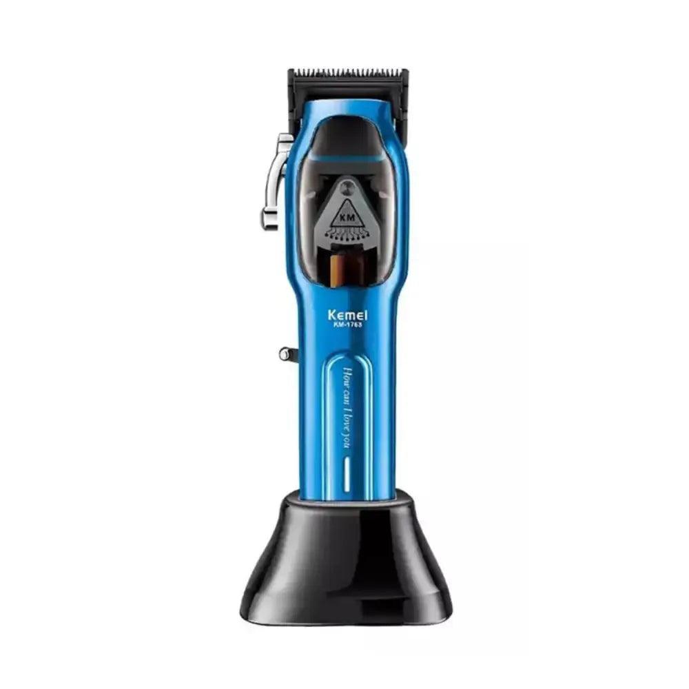 Rasuradora Kemei Motor Magnético de Alta Velocidad Color Azul con base de carga