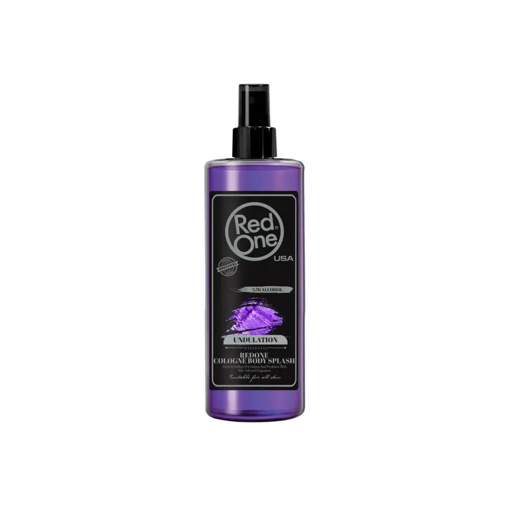 Botella morada de Red One Hair Styling Spray con dispensador negro para After Shave