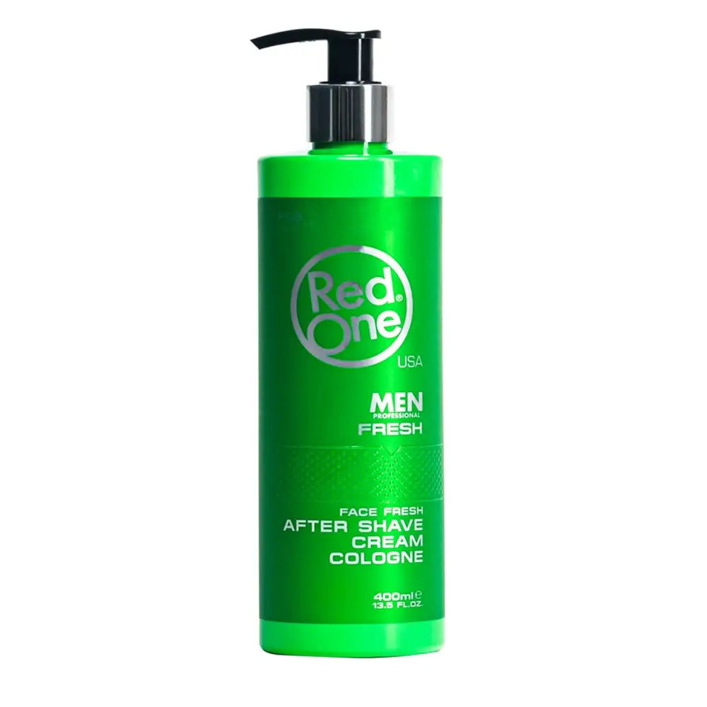 Botella verde de Red One After Shave Crema de Afeitar Fresca con dispensador