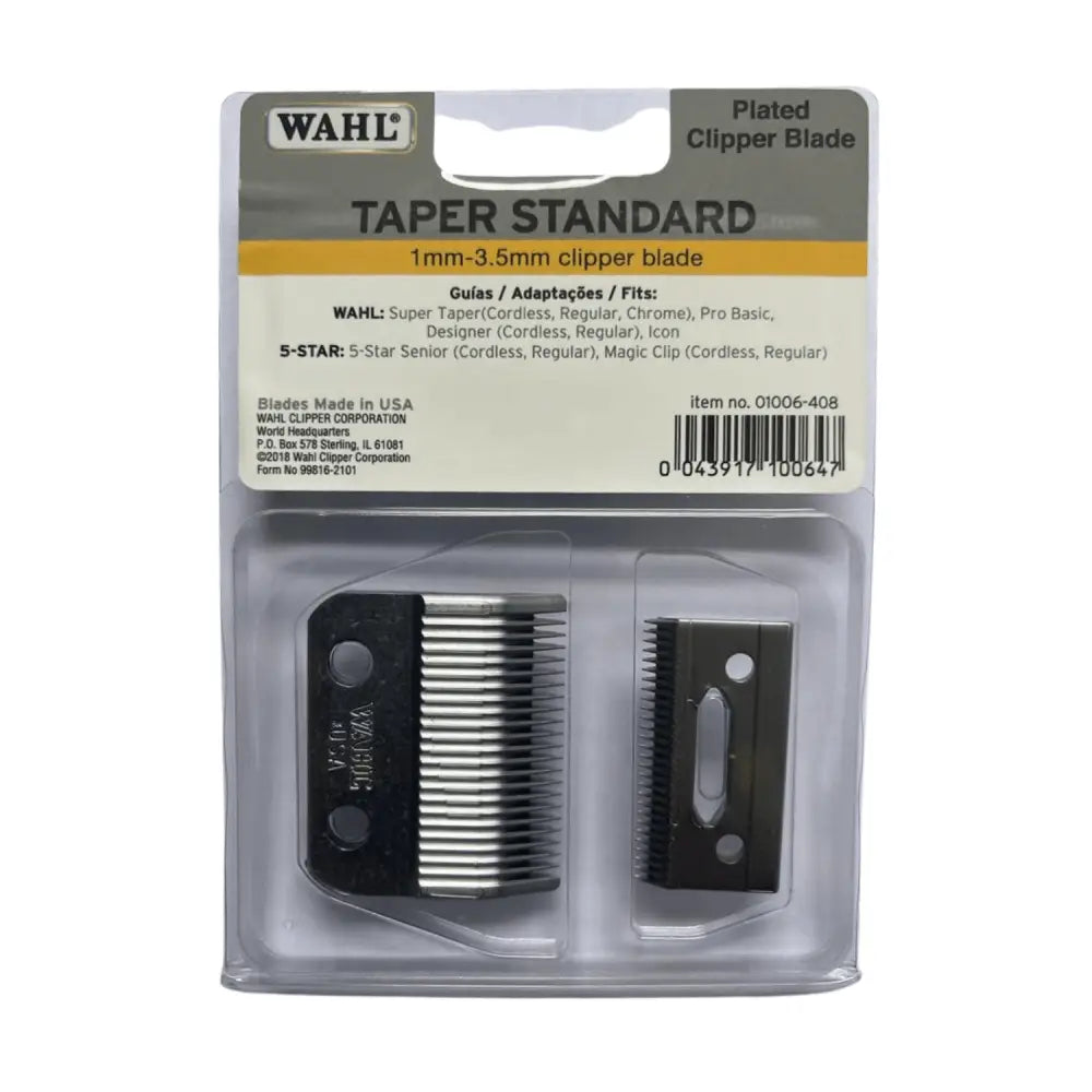 Cuchilla Wahl Taper Standard 1006-408 en empaque de retail ideal para cortes precisos