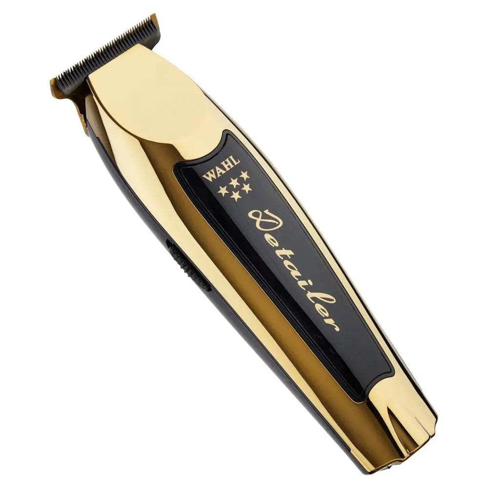 Trimmer Wahl Detailer Li Gold Edición Limitada con soporte en negro y acabado metálico