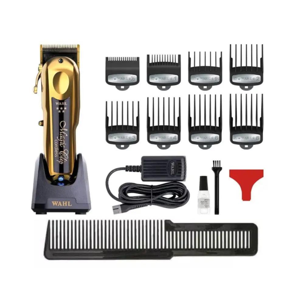 Cortapelo inalámbrica Wahl Magic Clip Gold con base de carga y peines