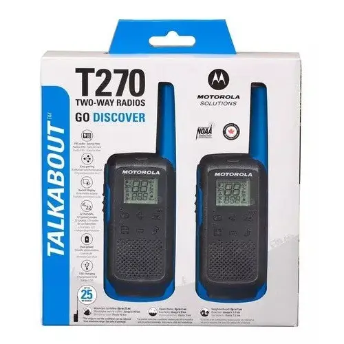 Radio Comunicador Motorola T270 en paquete, ideal para comunicación de 25 millas