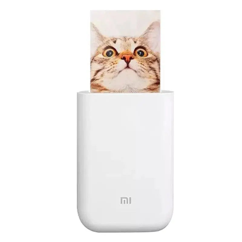 Xiaomi Impresora Portátil con foto de gato saliendo, ideal para imprimir al instante